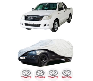 Husa tip prelata auto TOYOTA HILUX VIII Platform/Chassis (_N1_) din 2015, Culoare Gri, material textil impermeabil, rezistanta la intemperii praf UV, CARPASSION Husa Protectie, 4 Stickere auto cu TOYOTA - Img 2