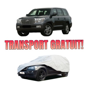 Husa tip prelata auto TOYOTA LAND CRUISER 200 (_J2_) din 2007-2015, Culoare Gri, material textil impermeabil, rezistanta la intemperii praf UV, CARPASSION Husa Protectie, 4 Stickere auto cu TOYOTA