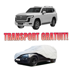 Husa tip prelata auto TOYOTA LAND CRUISER 300 (_J3_) din 2021-2022, Culoare Gri, material textil impermeabil, rezistanta la intemperii praf UV, CARPASSION Husa Protectie, 4 Stickere auto cu TOYOTA