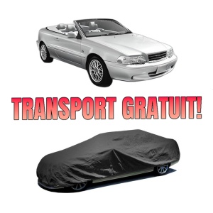 Husa tip prelata auto VOLVO C70 I Convertible (873) din 1998-2005, Culoare Negru, material textil impermeabil, rezistanta la intemperii praf UV, CARPASSION Husa Protectie, 4 Stickere auto cu VOLVO