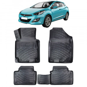 Hyundai I30 II 2011-2017 Set 4 covorase auto din cauciuc tip tavita premium line 3D accesorii pentru autoturismul tau - masina v242223