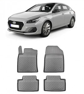 Hyundai I30 III, Coupe, Din 02.2017 - Prezent , Set Covorase Auto Tip Tavita Premium 3D, din cauciuc accesorii pentru autoturismul tau - masina v170611