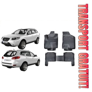 Hyundai Santa Fe II 2006-2012 Set 4 covorase auto din cauciuc tip tavita premium line 3D