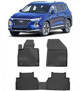 Hyundai Santa Fe IV Din 08.2018 - 2020, Suv , Set Covorase Auto Tip Tavita Premium 3D, din cauciuc accesorii pentru autoturismul tau - masina v169241
