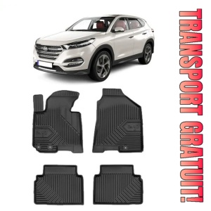 Hyundai Tucson Din 2009-2015, Suv , Set Covorase Auto Tip Tavita Premium 3D, din cauciuc