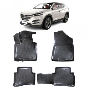 Hyundai Tucson III 2015-2020 Set 4 covorase auto din cauciuc tip tavita premium line 3D accesorii pentru autoturismul tau - masina v242107