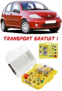 Kit trusa Set becuri H4 compatibila cu Citroën C3 din 2002 - 2009 , bec far, semnalizare , pozitie, iluminare numar, frana, plafoniera, stop frana