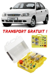 Kit trusa Set becuri H4 compatibila cu Daewo Lanos din 1997 - 2002 , bec far, semnalizare , pozitie, iluminare numar, frana, plafoniera, stop frana