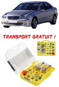 Kit trusa Set becuri H4 compatibila cu Mercedes-Benz C-Class W203 din 2000 - 2007 , bec far, semnalizare , pozitie, iluminare numar, frana, plafoniera, stop frana