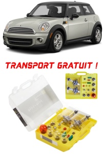 Kit trusa Set becuri H4 compatibila cu Mini Cooper R56 din 2006 - 2013 , bec far, semnalizare , pozitie, iluminare numar, frana, plafoniera, stop frana