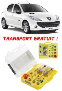 Kit trusa Set becuri H4 compatibila cu Peugeot 206 din 1998 - 2013 , bec far, semnalizare , pozitie, iluminare numar, frana, plafoniera, stop frana