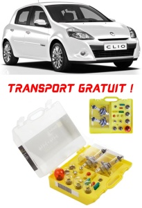 Kit trusa Set becuri H4 compatibila cu Renault Clio III din 2005 - 2012 , bec far, semnalizare , pozitie, iluminare numar, frana, plafoniera, stop frana