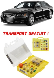Kit trusa Set becuri H7 compatibila cu Audi A8 D4 din 2010 - 2017 , bec far, semnalizare , pozitie, iluminare numar, frana, plafoniera, stop frana