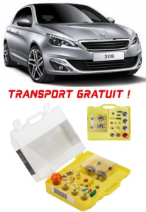 Kit trusa Set becuri H7 compatibila cu Peugeot 308 din 2013 - 2021 , bec far, semnalizare , pozitie, iluminare numar, frana, plafoniera, stop frana