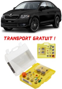 Kit trusa Set becuri H7 compatibila cu Skoda Octavia III din 2013 - 2020 , bec far, semnalizare , pozitie, iluminare numar, frana, plafoniera, stop frana