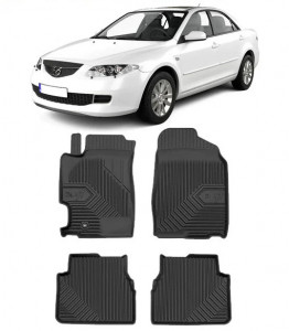 Mazda 6 I Din 02.2002 - 2008, Sedan , Set Covorase Auto Tip Tavita Premium 3D, din cauciuc accesorii pentru autoturismul tau - masina v168512