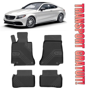 Mercedes C-Class W205 Din 01.2016 - 11.2020, Coupe , Set Covorase Auto Tip Tavita Premium 3D, din cauciuc
