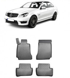 Mercedes Clasa C W204 Din 2007 - 2014 , Set Covorase Auto Tip Tavita Premium 3D, din cauciuc accesorii pentru autoturismul tau - masina v169586