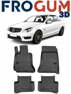 Mercedes Clasa C W204, Sedan, Din 04.2007 - 02.2014 , Set Covorase Auto Tip Tavita Premium 3D, din cauciuc accesorii pentru autoturismul tau - masina v174229