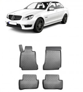 Mercedes Clasa C W204, Sedan, Din 04.2007 - 02.2014 , Set Covorase Auto Tip Tavita Premium 3D, din cauciuc accesorii pentru autoturismul tau - masina v172166