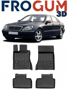 Mercedes Clasa S W220, Sedan, Din 1998 - 06.2005 , Set Covorase Auto Tip Tavita Premium 3D, din cauciuc accesorii pentru autoturismul tau - masina v171956