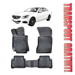 Mercedes E Class W211 III 2003-2009 Set 4 covorase auto din cauciuc tip tavita premium line 3D