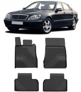 Mercedes S-Class W220 Din 1998 - 06.2005, Sedan , Set Covorase Auto Tip Tavita Premium 3D, din cauciuc accesorii pentru autoturismul tau - masina v166890
