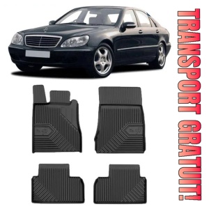 Mercedes S-Class W220 Din 1998 - 06.2005, Sedan , Set Covorase Auto Tip Tavita Premium 3D, din cauciuc