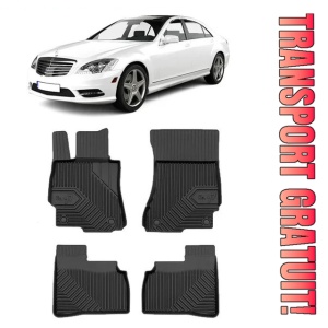 Mercedes S-Class W221 Din 07.2005 - 06.2013, Sedan , Set Covorase Auto Tip Tavita Premium 3D, din cauciuc