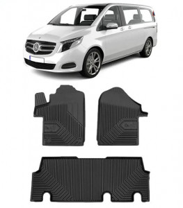 Mercedes VIto W447 Din 10.2014 - Prezent, Van, Randul 1 Si Randul 2 , Set Covorase Auto Tip Tavita Premium 3D, din cauciuc accesorii pentru autoturismul tau - masina v167657