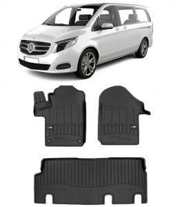 Mercedes VIto W447, Van, Din 10.2014 - Prezent, Randul 1 Si Randul 2 , Set Covorase Auto Tip Tavita Premium 3D, din cauciuc accesorii pentru autoturismul tau - masina v171703