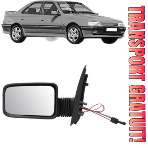 Oglinda Stanga PEUGEOT 405 I (15B) din 1987 - 1992, Auto, Reglaj mecanic, Completa