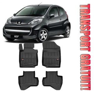 Peugeot 107, Hatchback, Din 2005 - 06.2014 , Set Covorase Auto Tip Tavita Premium 3D, din cauciuc