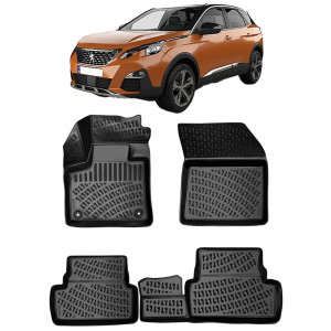 Peugeot 3008 II 2016- Set 4 covorase auto din cauciuc tip tavita premium line 3D accesorii pentru autoturismul tau - masina v243417