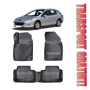 Peugeot 407 2003-2010 Set 4 covorase auto din cauciuc tip tavita premium line 3D