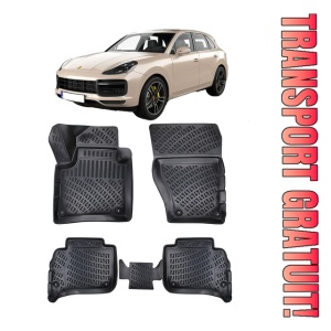 Porsche Cayenne III 2017-2025 Set 4 covorase auto din cauciuc tip tavita premium line 3D