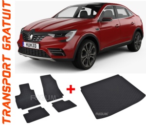 Renault Arkana fabricat din 03.2021 - Prezent, Suv, Set covorase auto dedicate + Tavita Portbagaj din cauciuc Premium Dedicata pentru Renault Arkana fabricat din 03.2021 - Prezent accesorii pentru autoturismul tau - masina v93127