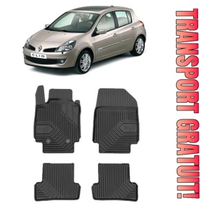 Renault Clio III Din 09.2005 - 09.2012, Hatchback , Set Covorase Auto Tip Tavita Premium 3D, din cauciuc