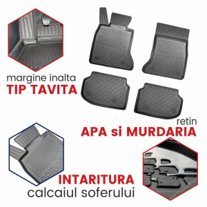 Renault Clio IV, Hatchback, Din 10.2012 - 08.2019 , Set Covorase Auto Tip Tavita Premium 3D, din cauciuc accesorii pentru autoturismul tau - masina v172706