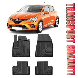 Renault Clio V Din 09.2019 - Prezent, Hatchback , Set Covorase Auto Tip Tavita Premium 3D, din cauciuc