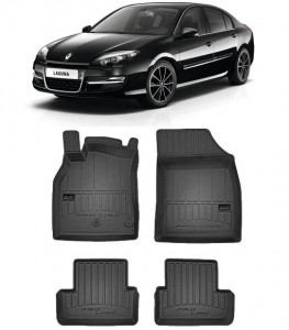 Renault Laguna III, Hatchback, Din 07.2007 - 12.2015 , Set Covorase Auto Tip Tavita Premium 3D, din cauciuc accesorii pentru autoturismul tau - masina v172667