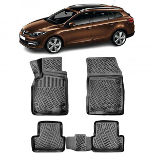 Renault Megane 3 Stw 2008-2016 Set 4 covorase auto din cauciuc tip tavita premium line 3D accesorii pentru autoturismul tau - masina v243322