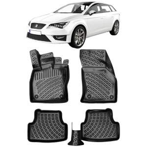 Seat Leon III 2012-2020 Set 4 covorase auto din cauciuc tip tavita premium line 3D - Transport Gratuit! accesorii pentru autoturismul tau - masina v48337