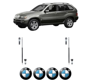 Set 2 amortizoare portbagaj haion BMW Seria X5 (E53) din 2000-2006, 2 bucati, MAGNUM TECHNOLOGY, 4 stickere auto BMW Seria v3553