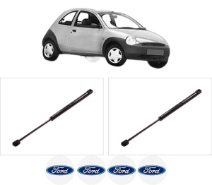 Set 2 amortizoare portbagaj haion FORD KA (RB_) din 1996-2008, 2 bucati, KROSNO, 4 stickere auto FORD v3253
