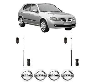 Set 2 amortizoare portbagaj haion NISSAN ALMERA II Hatchback (N16) din 2000-2006, 2 bucati, MAGNUM TECHNOLOGY, 4 stickere auto NISSAN v4753