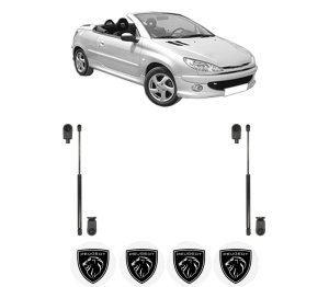 Set 2 amortizoare portbagaj haion PEUGEOT 206 CC (2D) din 2000-2007, 2 bucati, KROSNO, 4 stickere auto PEUGEOT v4933
