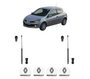 Set 2 amortizoare portbagaj haion RENAULT CLIO III (BR0/1, CR0/1) din 2005-2014, 2 bucati, MAGNUM TECHNOLOGY, 4 stickere auto RENAULT v6313