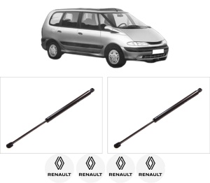 Set 2 amortizoare portbagaj haion RENAULT ESPACE III (JE0_) din 1996-2002, 2 bucati, KROSNO, 4 stickere auto RENAULT v4518