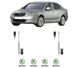 Set 2 amortizoare portbagaj haion SKODA OCTAVIA II (1Z3) din 2004-2013, 2 bucati, MAGNUM TECHNOLOGY, 4 stickere auto SKODA v5833